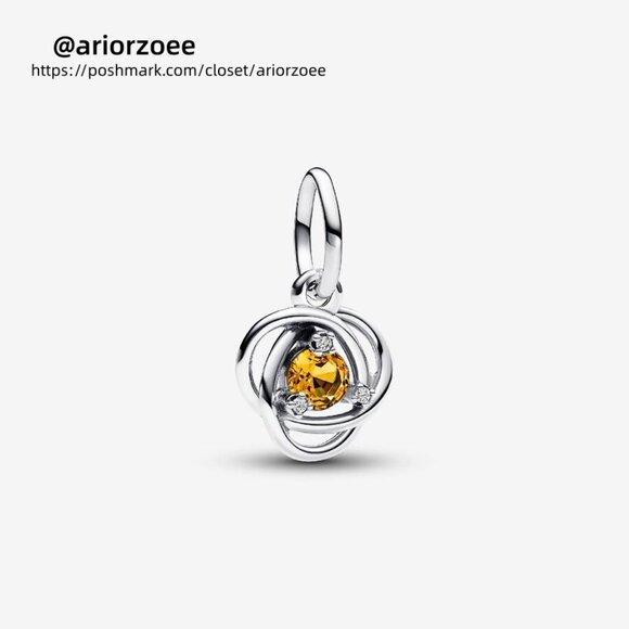 Pandora November Honey Eternity Circle Dangle Charm - Picture 1 of 2